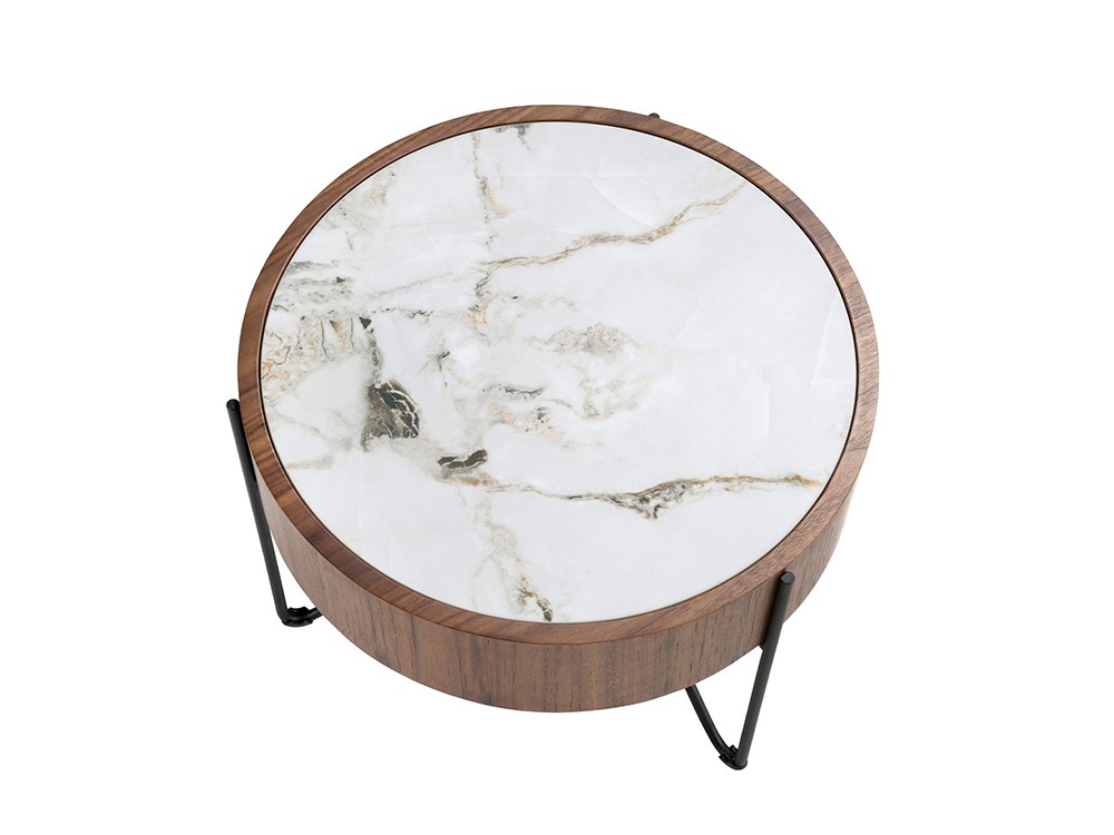 Sobre porcelánico en color blanco con vetas en marrón y gris, mesa 2139 Ángel Cerdá