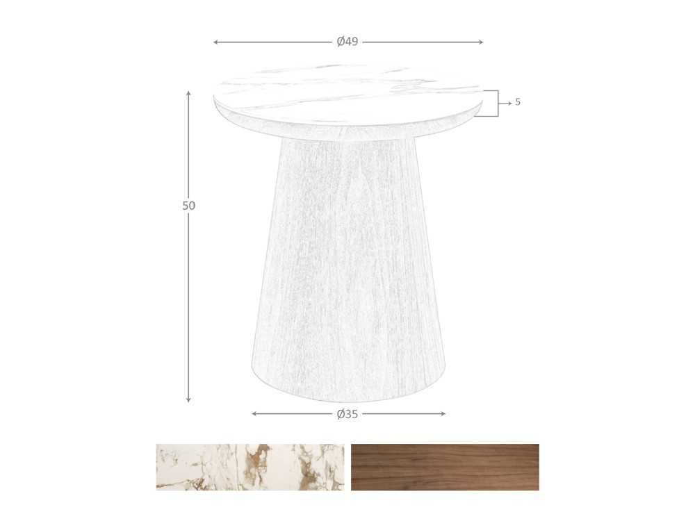 Medidas de la mesa auxiliar 2159 de Ángel Cerdá