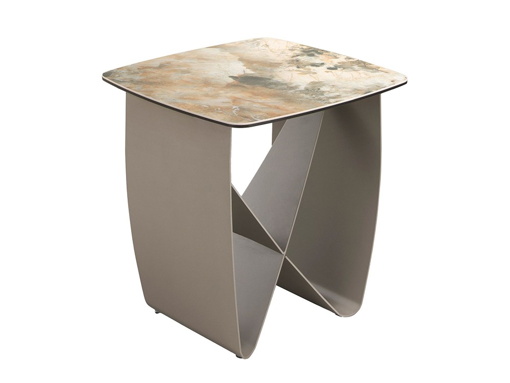 Estructura de acero pintado taupé metalizado, mesa auxiliar 2145 de Ángel Cerdá