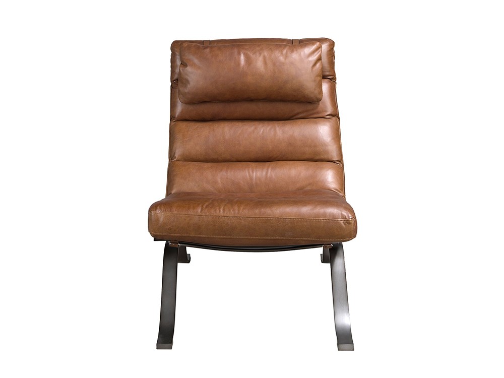 Butaca tapizada en piel natural con estructura en acero y piel 5161 de Ángel Cerdá
