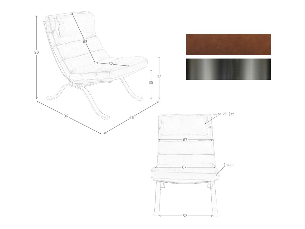 Medidas del sillón tapizado en piel 5161 de Ángel Cerdá
