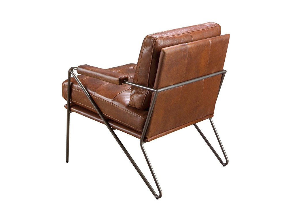 Butaca tapizada en piel de vacuno con estructura de acero 5166 de Ángel Cerdá