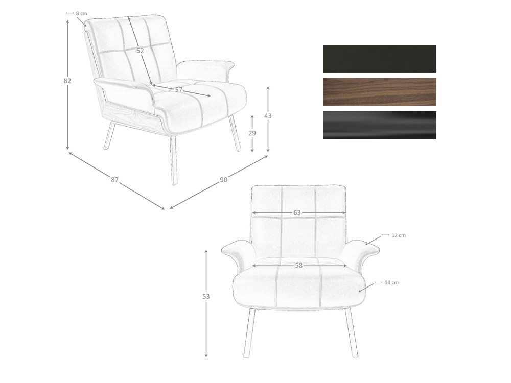 Medidas del sillón tapizado 5140 de Ángel Cerdá