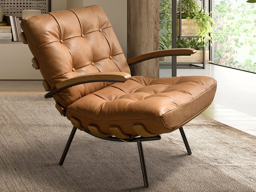 Sillón tapizado en piel natural 5153 de Ángel Cerdá