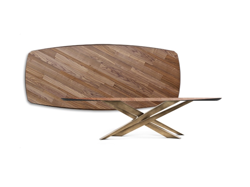 Mesa Lancer Masterwood con láminas de madera en diagonal de Cattelan Italia