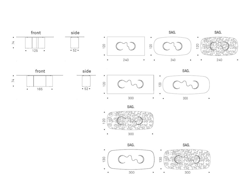 Medidas de la mesa papel Glass de Cattelan