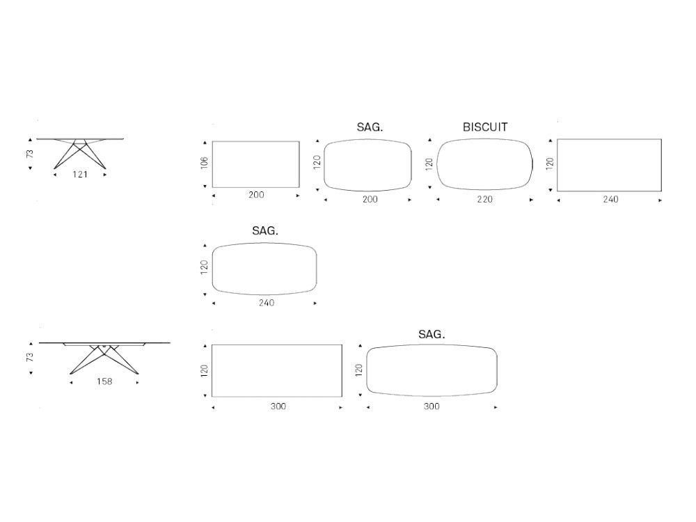Medidas disponibles de la mesa Premier keramik de Cattelan Italia