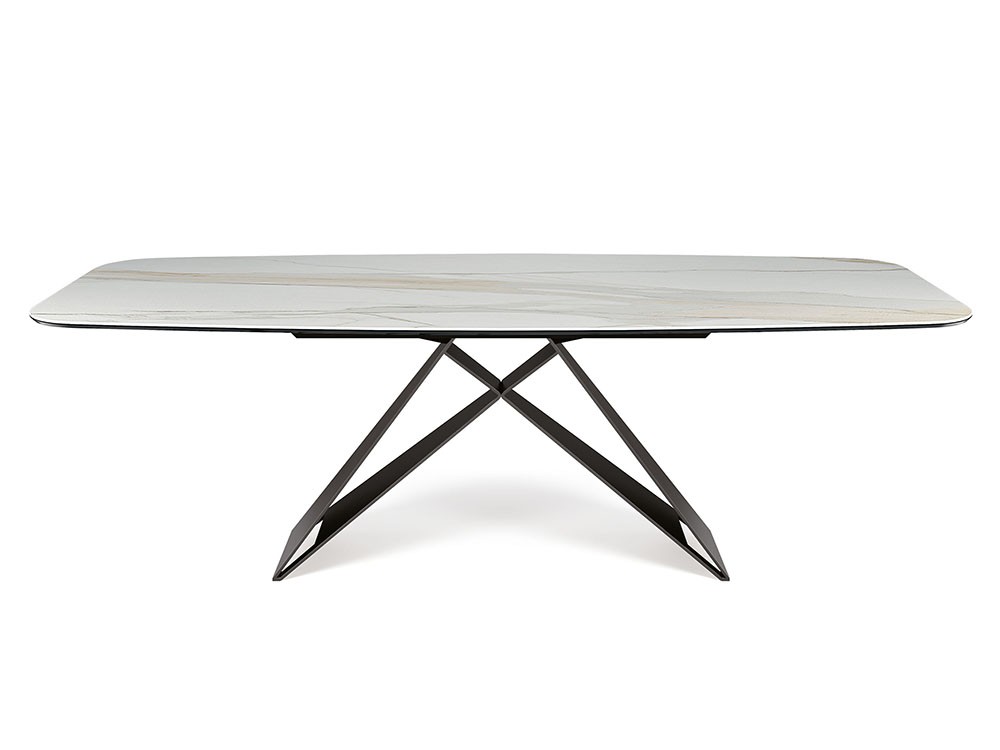 Mesa fija de comedor con sobre porcelánico y base de acero premier Keramik de Cattelan
