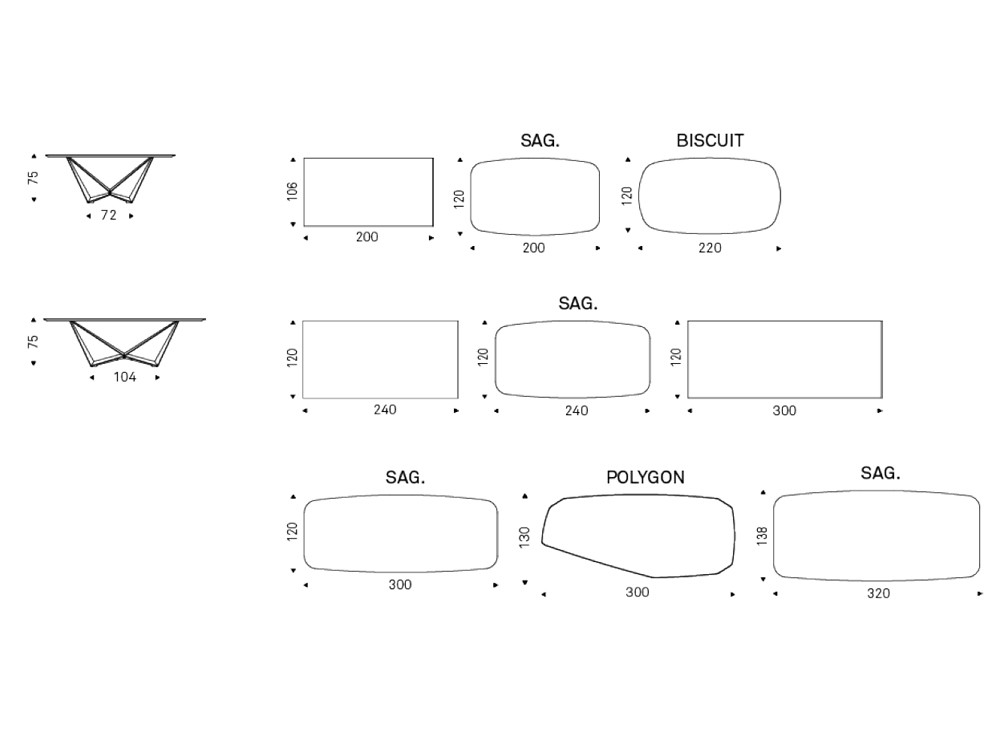 Medidas de la mesa Skorpio Keramik de Cattelan