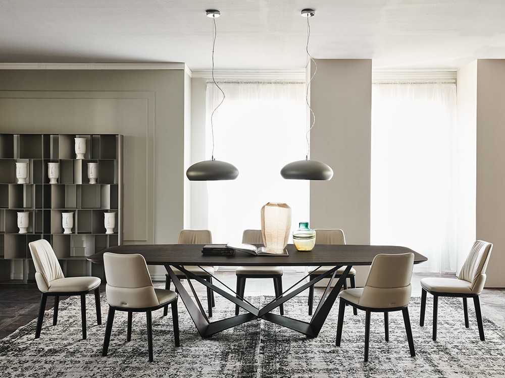 Con sobre de chapa natural y base de acero Skorpio Wood B de Cattelan