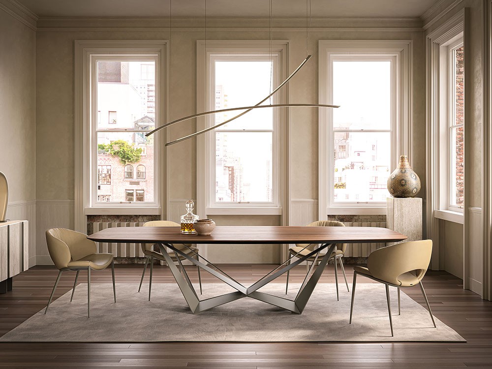 Mesa fija de comedor Skorpio Wood B de Cattelan