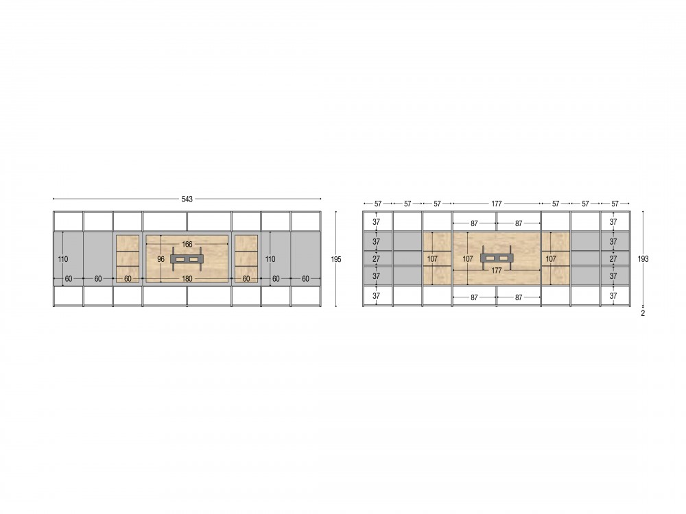 medidas de la librería diáfana Qubic 01 Piñero y Cabrero