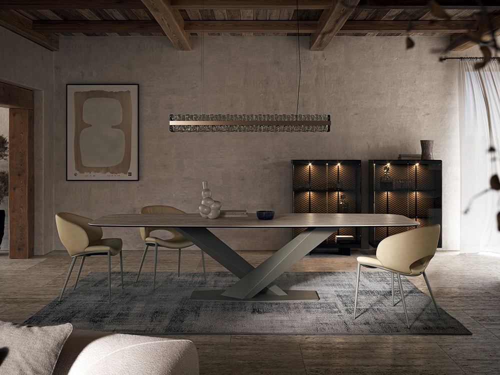 Mesa fija de comedor Stratos Keramik de Cattelan