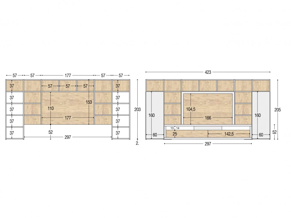 Medidas librería 22 Piñero y cabrero