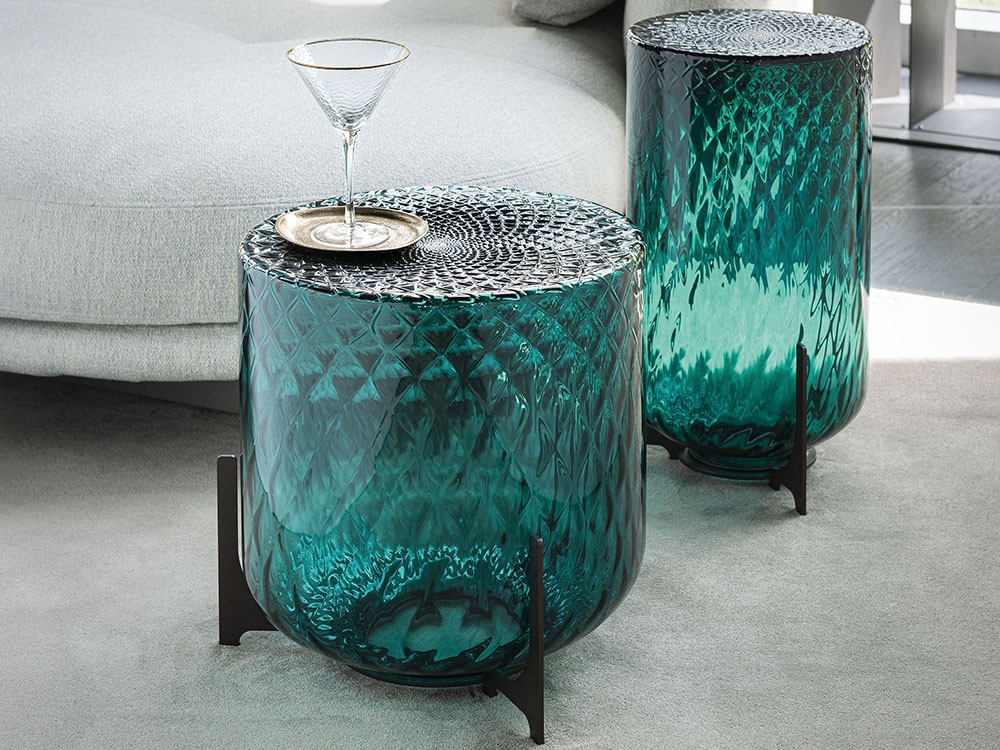 Mesa auxiliar Dodo de cristal color verde Pavone de Cattelan