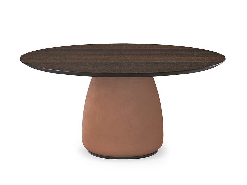 Mesa Botero Wood Round con base en arcilla Marrakech de Cattelan