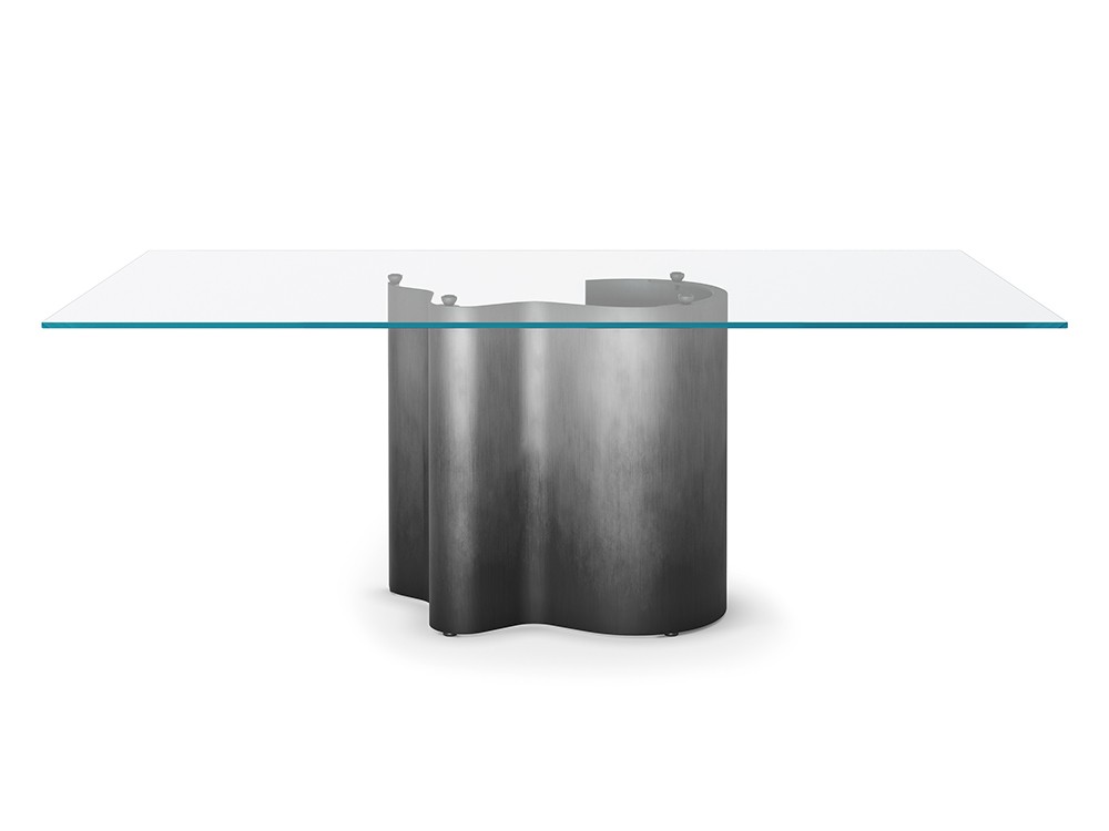 Mesa Papelito disponible con sobre de cristal transparente o cristal extraclaro de Cattelan