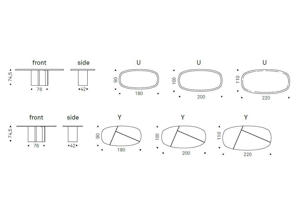 Medidas de la mesa Papelito Wood de Cattelan Italia