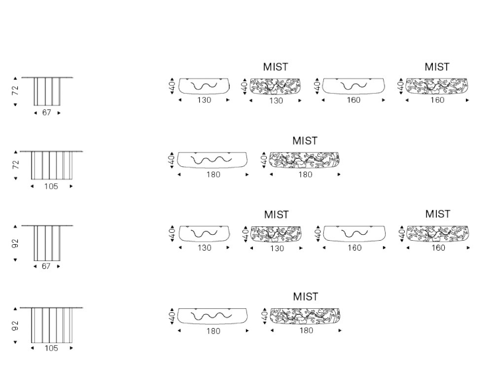 Medidas de la consola Nettuno de Cattelan