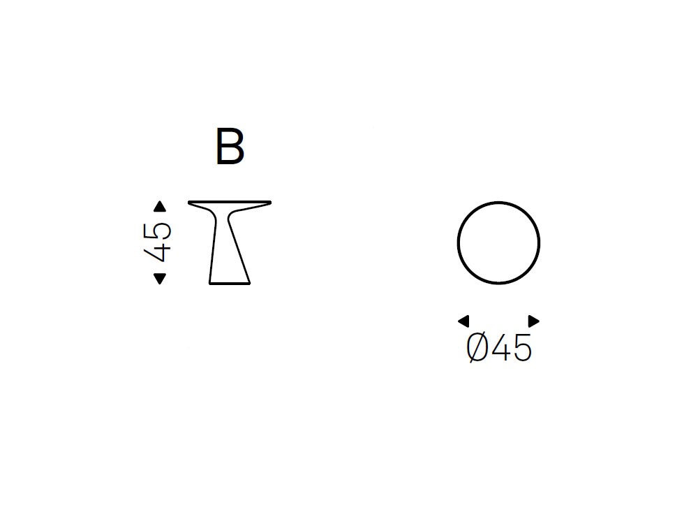 Medida de la mesa Peyote de Ø45cm Cattelan