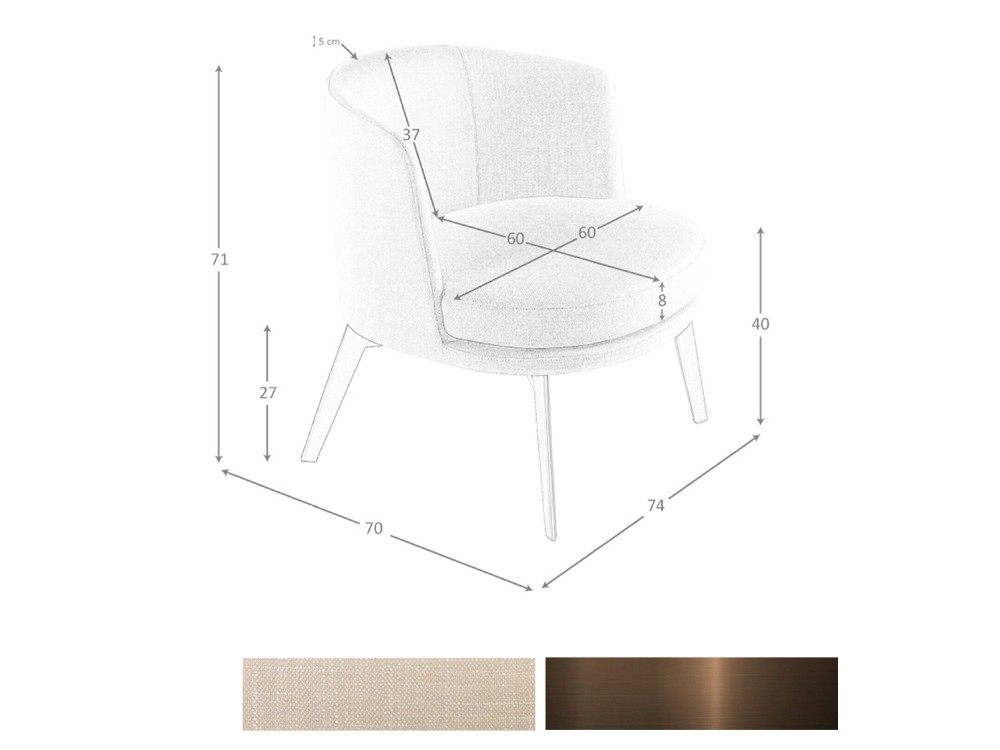 medidas del sillón tapizado 5108 de Ángel Cerdá