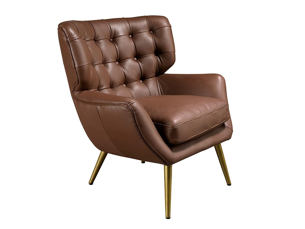 Sillón capitoné tapizado en piel natural marrón 5165 de Ángel Cerdá