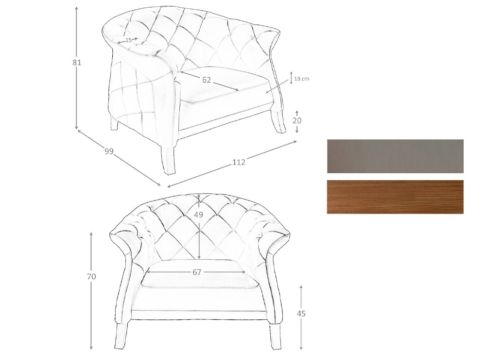 Medidas del sillón 5132 de Ángel Cerdá