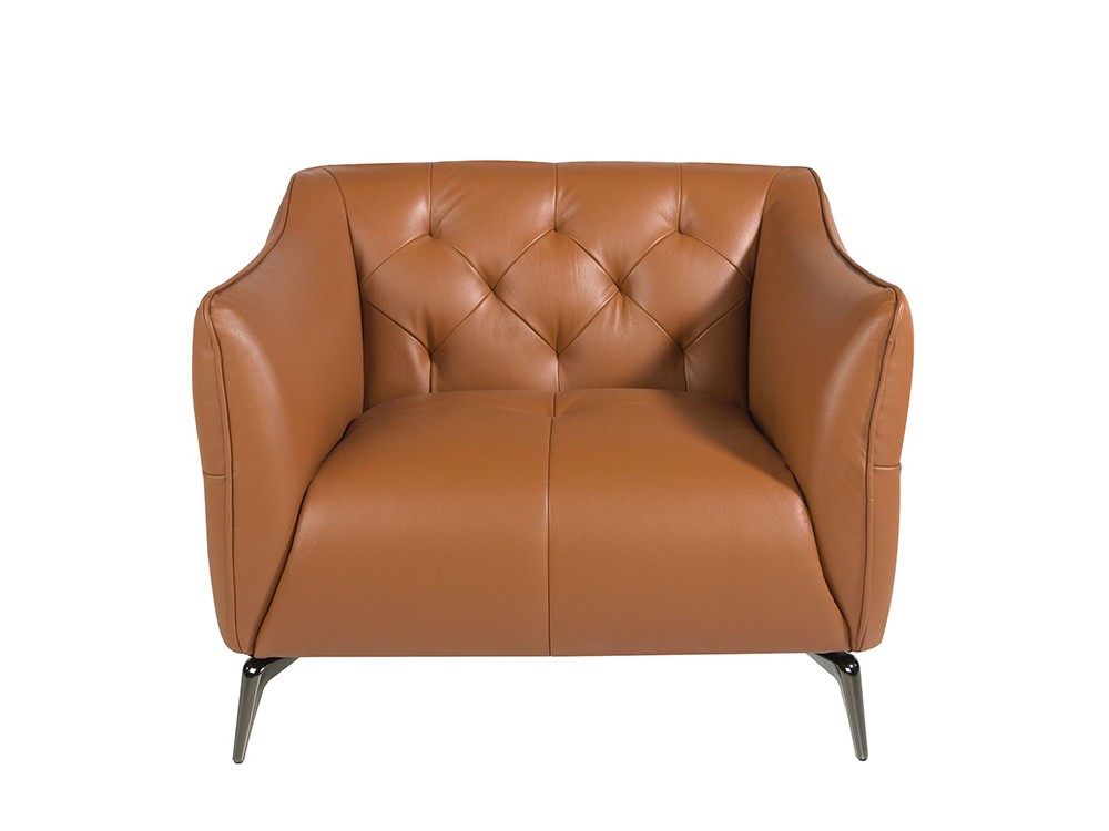 Sillón tapizado en piel natural de origen vacuno en color marrón 5098 de Ángel Cerdá