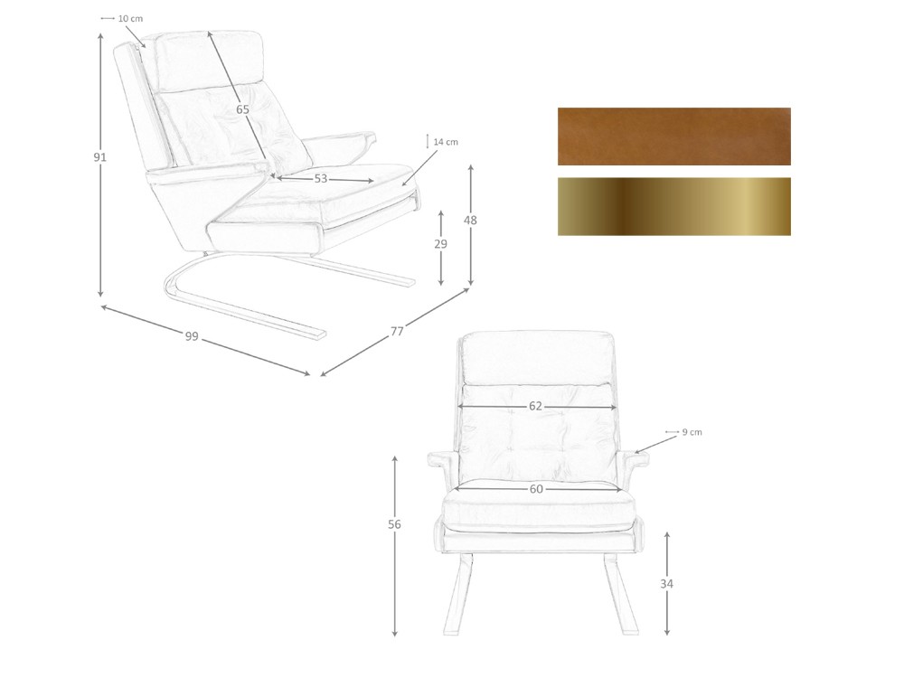 Medidas y acabados del sillón 5157 de Ángel Cerdá