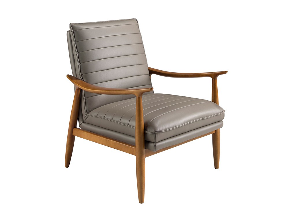 Tapizado en piel natural de origen vacuno en color gris oscuro, sillón de Angel Cerdá 5130