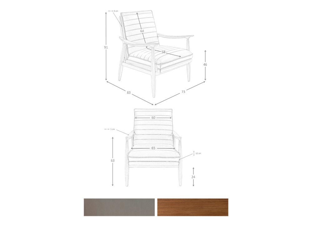 Medidas y acabados del sillón 5130 de Ángel Cerdá