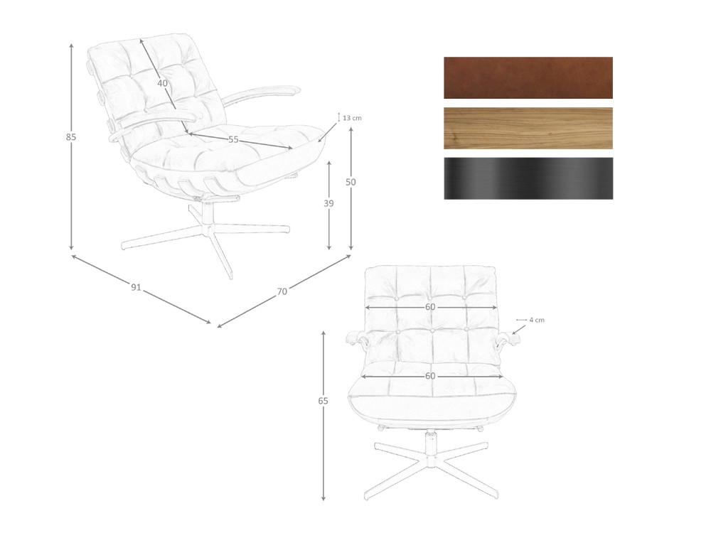 Medidas y acabados del sillón 5154 de Ángel Cerdá