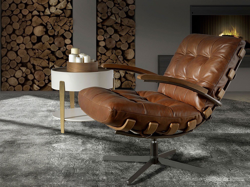 Sillón tapizado en piel natural 5154 de Ángel Cerdá