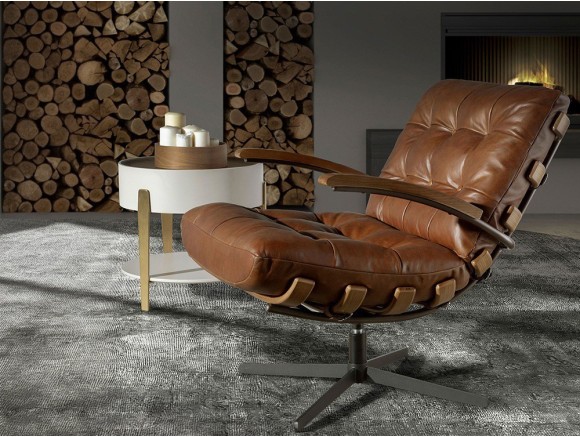 Sillón tapizado en piel natural 5154 de Ángel Cerdá