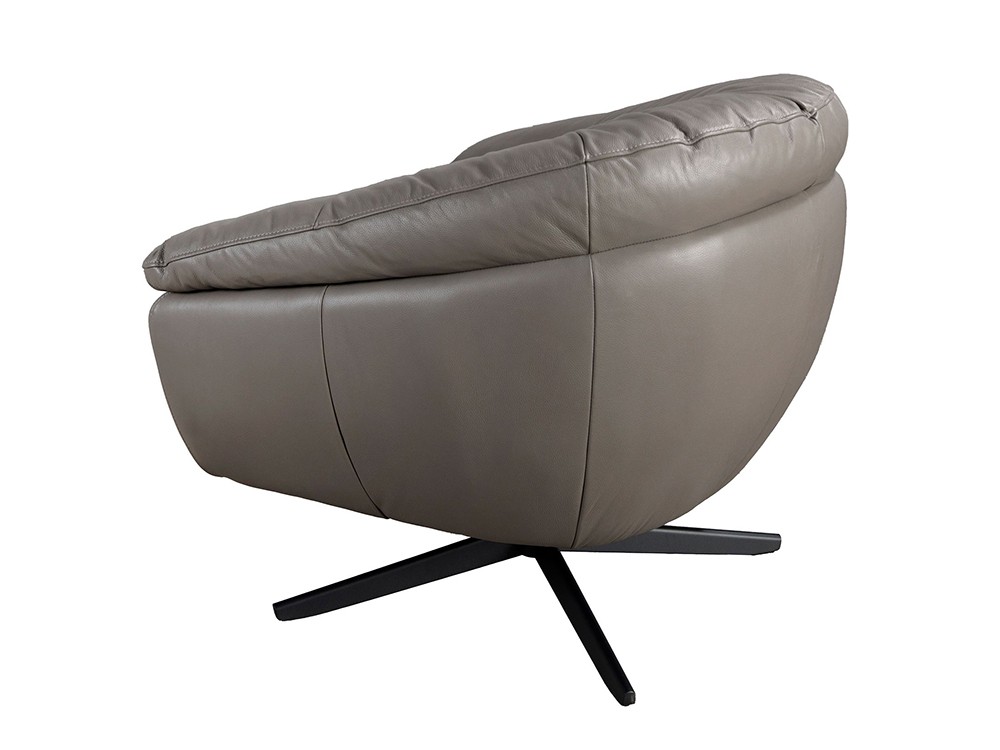 Tapizado en piel natural de origen vacuno en color gris oscuro, sillón de Angel Cerdá 5138