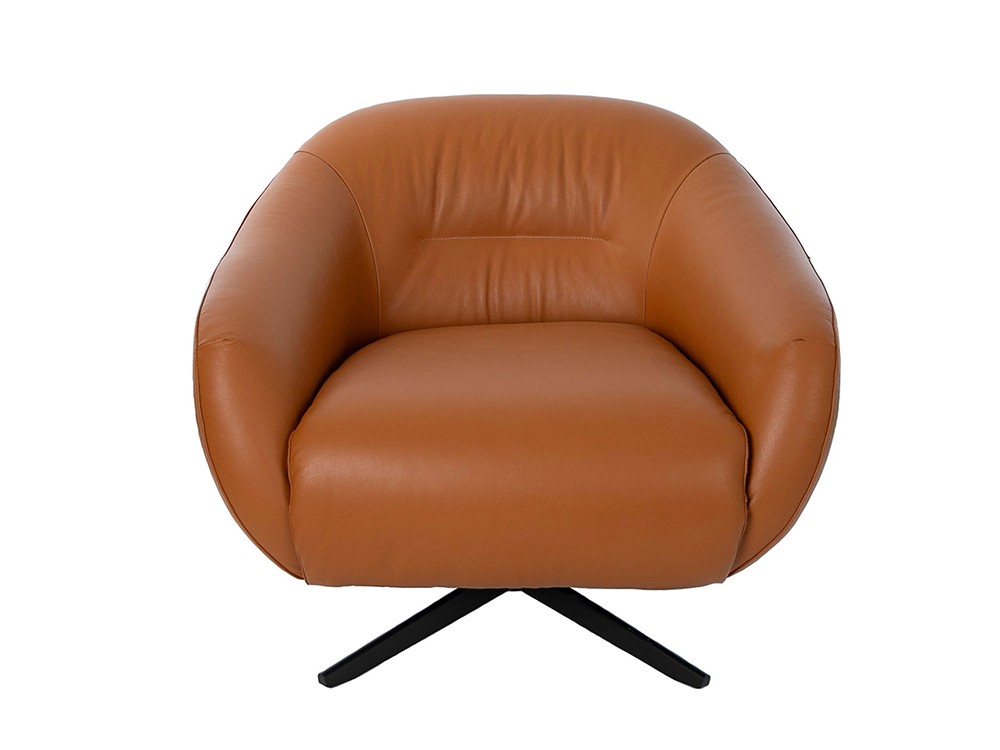 Sillón giratorio de diseño con asiento tapizado en piel 5183 de Ángel Cerdá