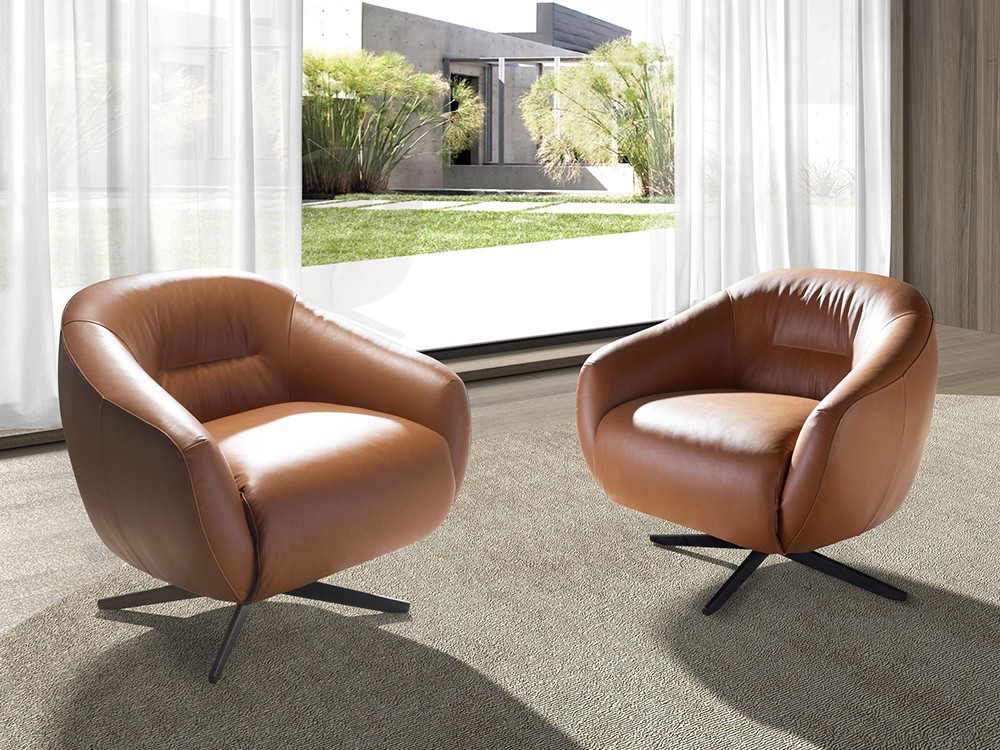 Sillón tapizado en piel natural 5183 de Ángel Cerdá