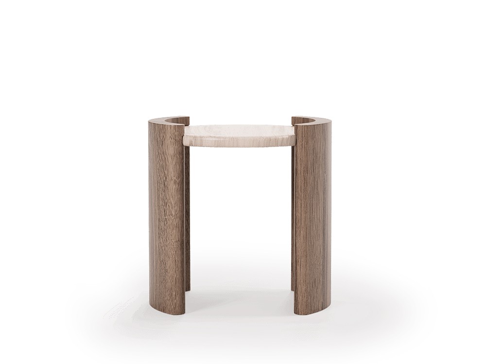 patas de madera de fresno teñido en tono nogal de la mesa Volga de Unika