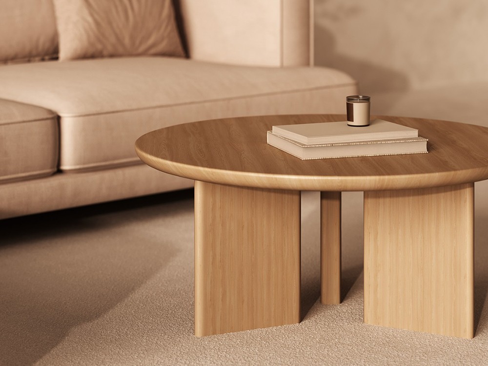 Mesa de centro en chapa natural de roble o nogal Zen de Unika