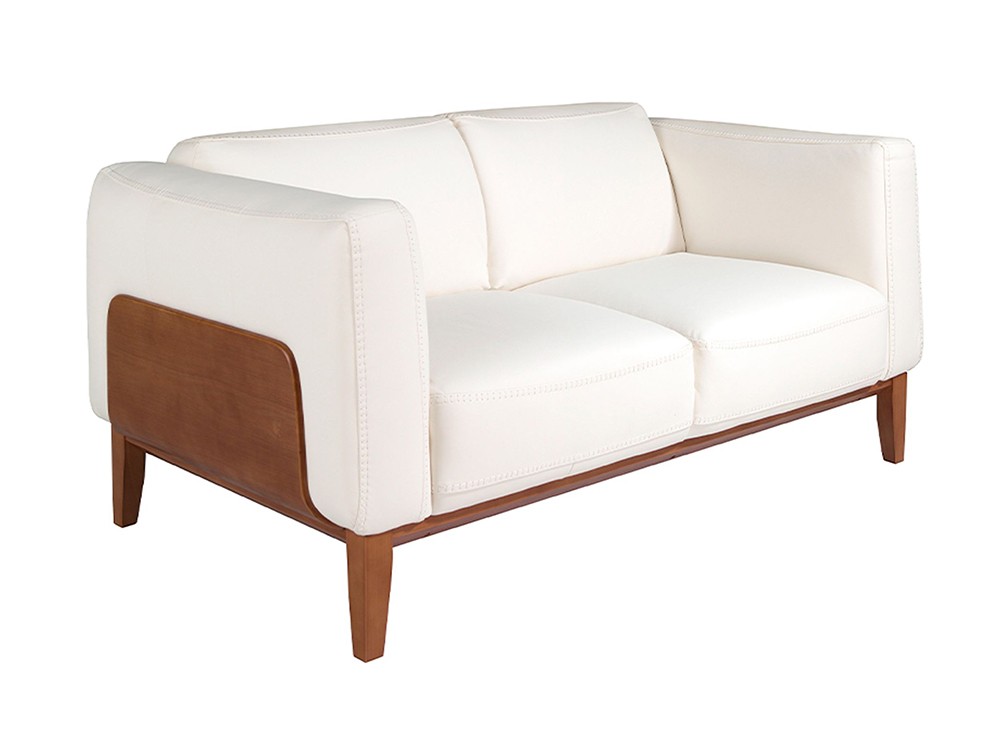 Sofá de dos plazas tapizado en piel blanca 6118 de Ángel Cerdá