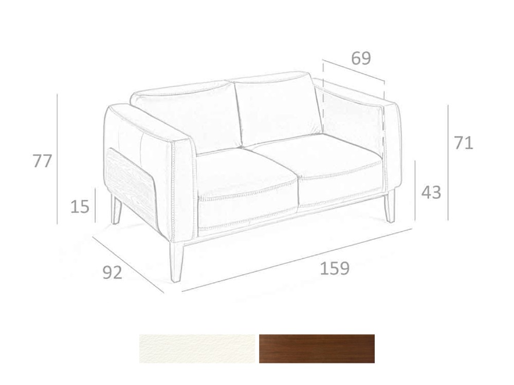 Medidas y acabados del sofá de dos plazas 6118 de Ángel Cerdá