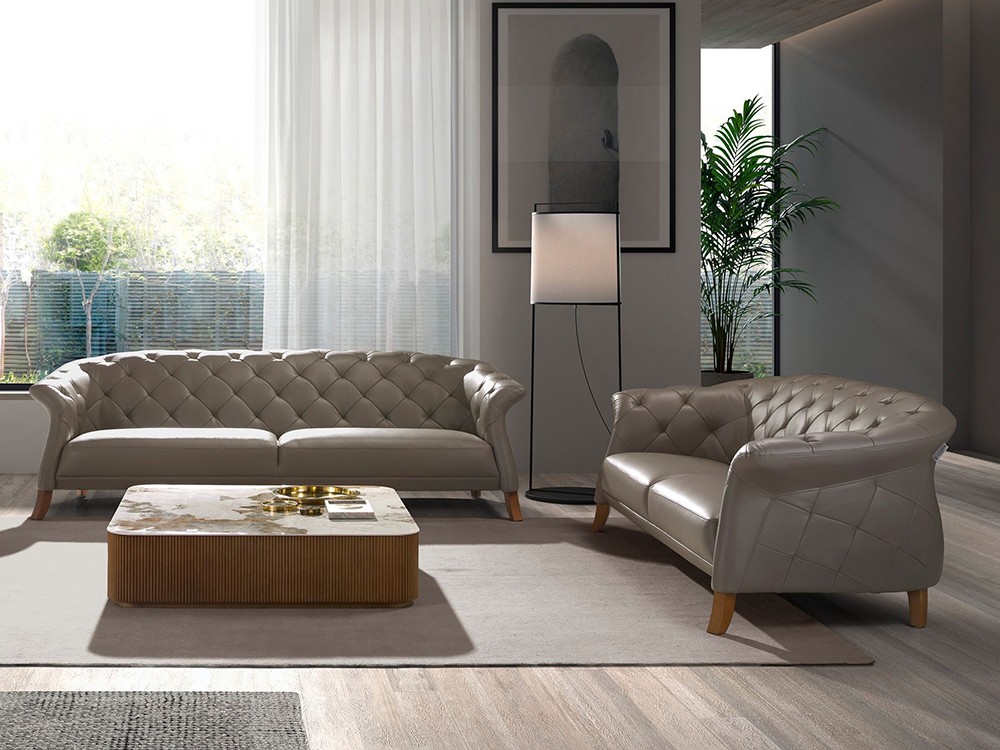 Sofá tapizado en piel de dos o tres plazas 6187 o 6188 de Angel Cerdá