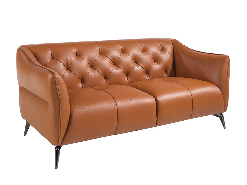 Sofá chester tapizado en piel natural de vacuno marrón de 2 plazas 6168 Ángel Cerdá
