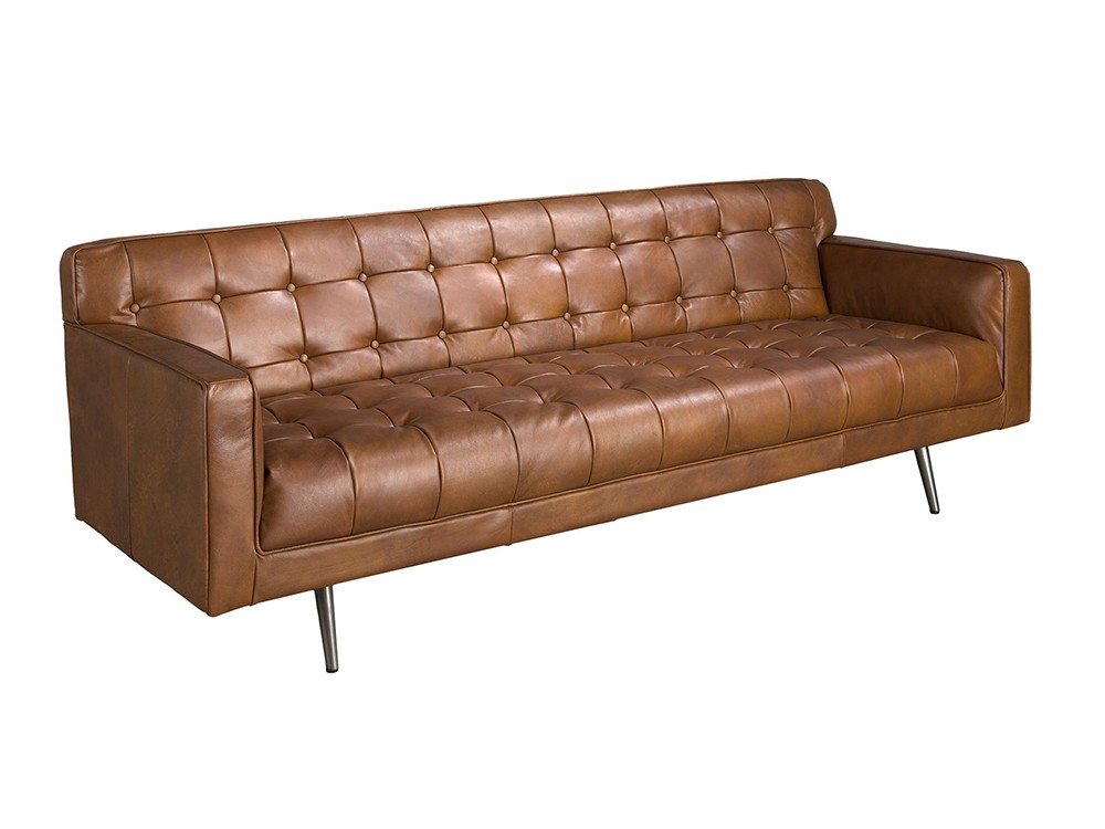 Sofá chester tapizado en piel natural de vacuno marrón oscuro de 3 plazas 6225 Ángel Cerdá