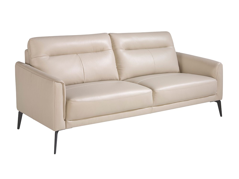 Sofá de tres plazas 6138 de Ángel cerdá tapizado en piel gris taupe