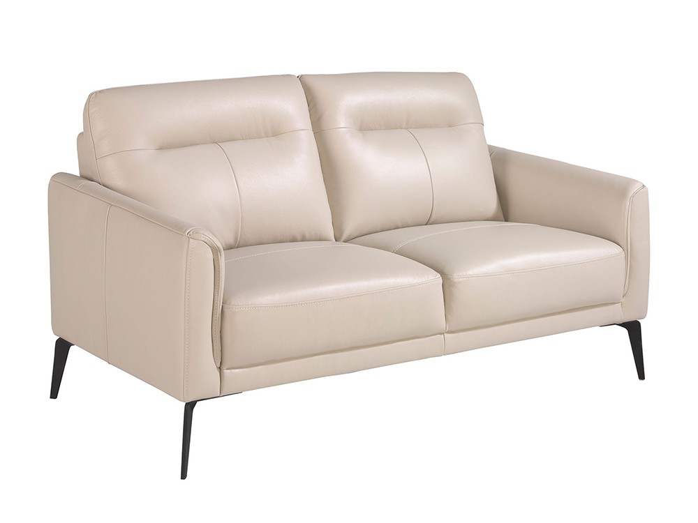 Sofá de dos plazas 6137 de Ángel cerdá tapizado en piel gris taupe