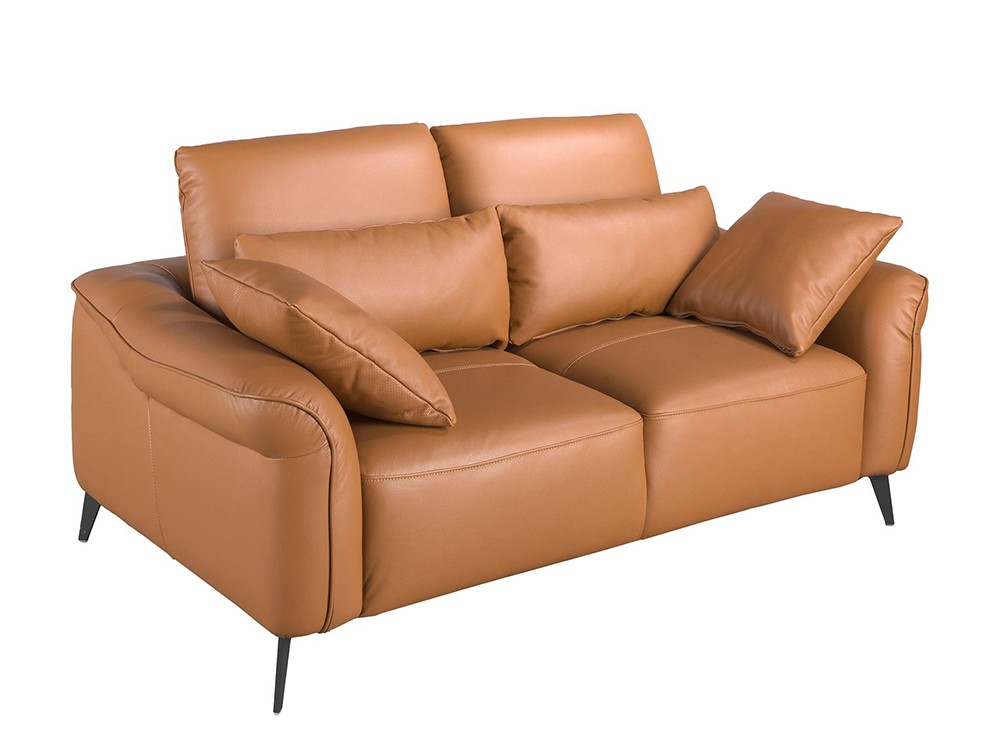 Sofá de dos plazas 6207 de Ángel cerdá tapizado en piel marrón