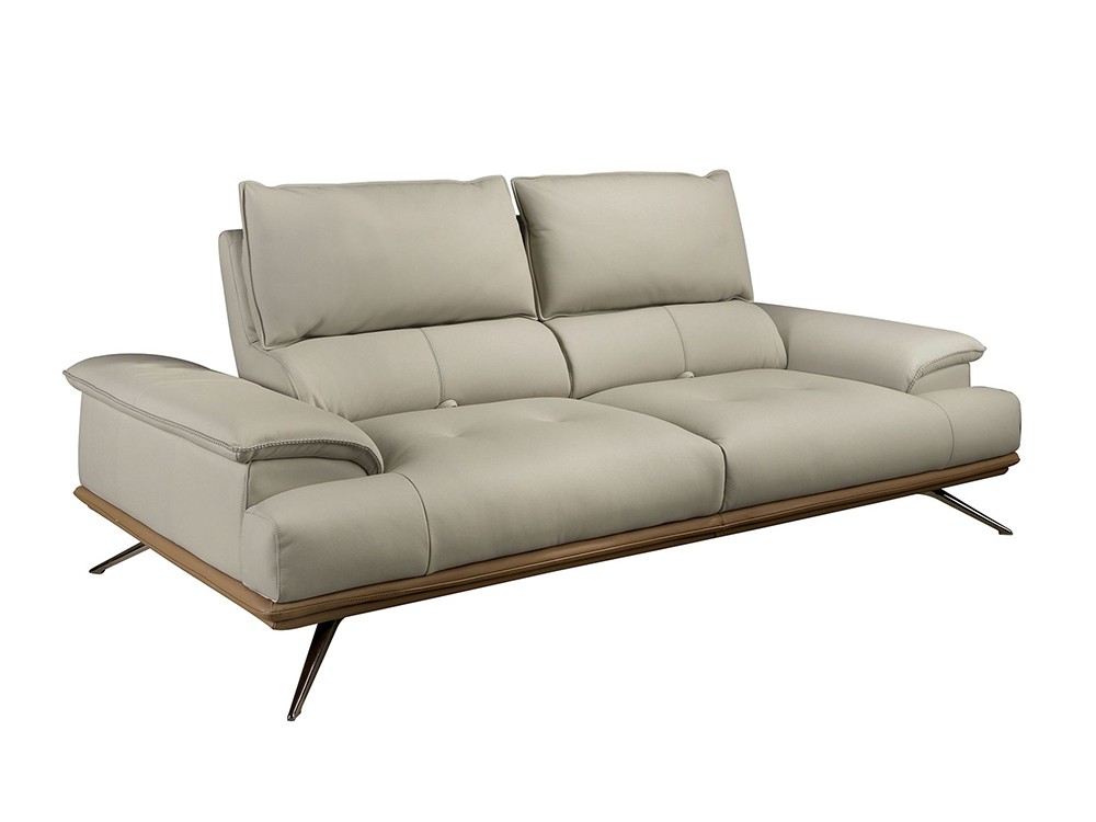 Sofá de dos plazas 6248 de Ángel cerdá tapizado en piel gris taupe