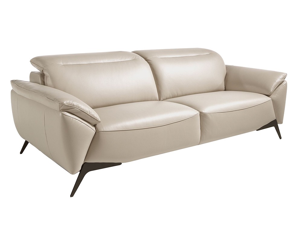 Sofá de tres plazas 6232 de Ángel cerdá tapizado en piel gris taupe