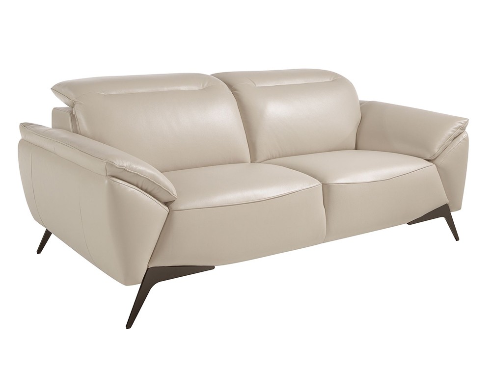 Sofá de dos plazas 6231 de Ángel cerdá tapizado en piel gris taupe